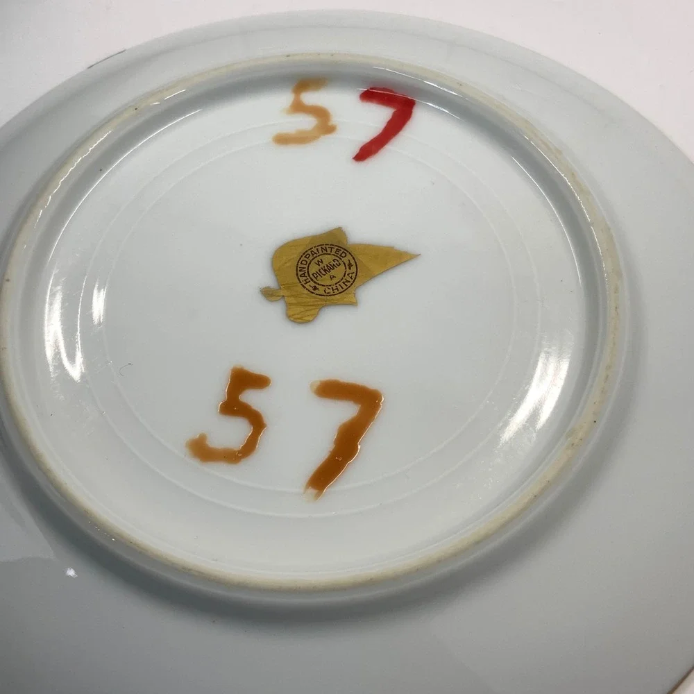 Vintage Pickard Hand Painted 57 Porcelain Gold White 6 Inch Saucer